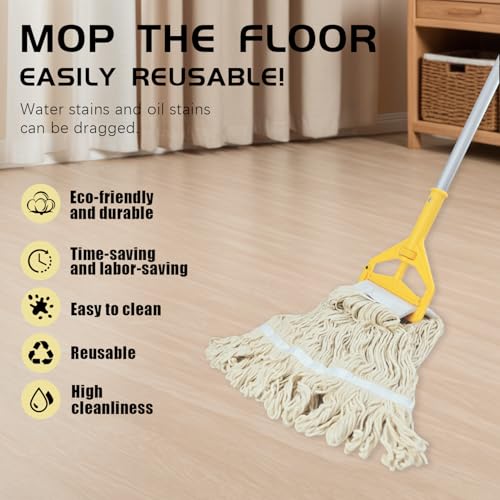 Mop Head Replacement,Commercial Mop Heads,Cotton Washable Industrial Mop Head,6 Inch Heavy Duty Mop Heads,Wet Industrial Cleaning Mop Head for Home,Industrial and Commercial Use Clean（White） - color: White, size: 5 Pack