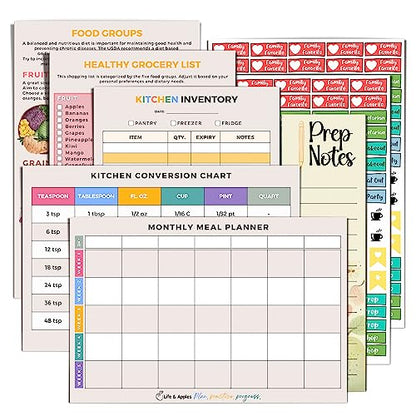 Life & Apples Weekly Meal Planner Notebook with Grocery List, Pineapples - color: Pineapples