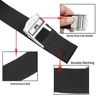 10 Pack Lashing Straps 16ft x 1" Tie Down Straps Cam Buckle Straps Heavy Duty Secure Straps up to 600 lbs for Kayak, Cargo, Luggage, Cinch, Canoe, Bicycles, Motorcycles, Truck