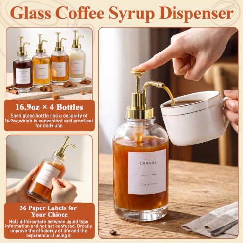 Silifine 11 Pcs 16.9 oz Coffee Syrup Dispenser Set, Round - style: Round