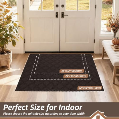 BEQHAUSE Dirt Trapper Door Mat 32" x 48" Non-Slip Washable, Brown - color: Brown, size: 32" X 48" (Rectangular)
