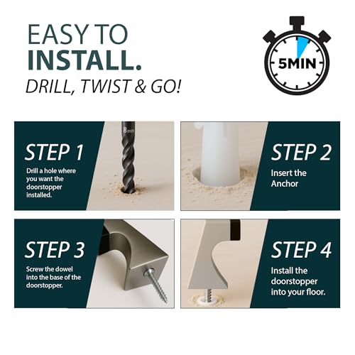 Mega Handles Curved Floor Door Stop Satin Nickel (1-Pack) - Wall Protector - color: Satin Nickel