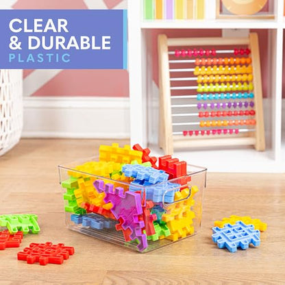Plastic Food Storage 2 Pack Clear Container Bin with Handles for Organizing Kitchen, Pantry, Refrigerator, Freezer, Pantry, Cabinet, Closet, Bathroom. 10”x7.5”x5.3” - size: 10x7.5x5.3