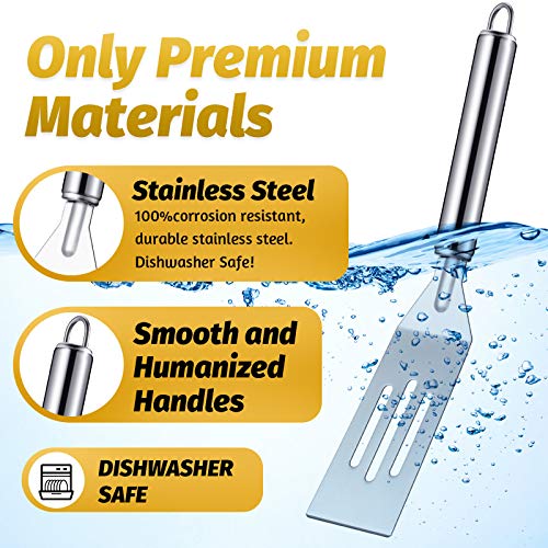 Patelai 5 Pcs Mini Spatula Set for Desserts Brownies, Slotted, Steel - color: Steel, size: Slotted
