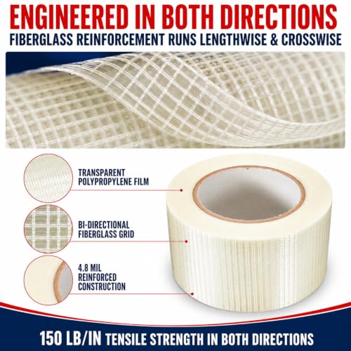 GGR Supplies FIL-835B/D Bi-Directional Filament Tape, 8 Inch x 60 Yards - size: 8" in. x 60 yds.