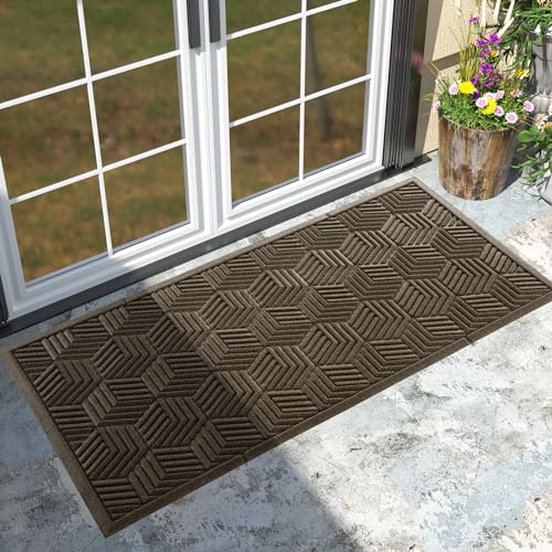 Yimobra Large Door Mat 47x24, All-Season Waterproof Outdoor Mats for Front Door Entrance with Drainage Holes, Heavy Duty Non-Slip Doormat for Garage Patio Entryway Indoor, Brown - color: Brown, size: 47x24 Inch