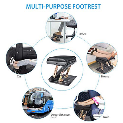 Under Desk Footrest, 4-Level Height Adjustable 12Modes Foldable Footrest - color: Black