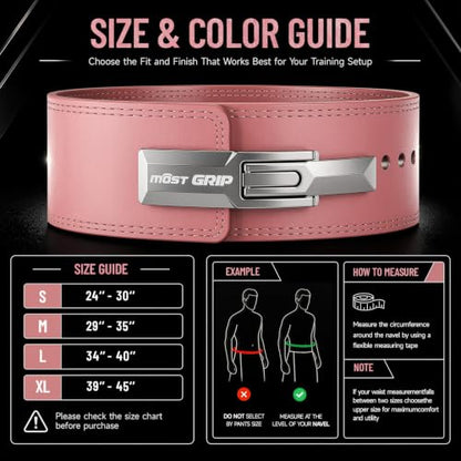 10mm Quick Lock Lever Belt Weightlifting for Men Women - color: Pink, size: L(34-40inches)
