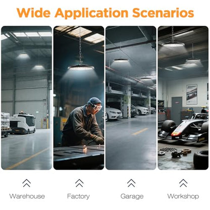 320W UFO High Bay LED Shop Lights, 6 Pack 45000LM Garage Lights - size: 320-6PACK