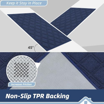 BEQHAUSE Dirt Trapper Door Mat 24" x 36" Non-Slip Washable, Blue - color: Blue, size: 24" X 36" (Rectangular)