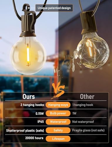 Brightown 58FT Solar String Lights Outdoor, IP65 Waterproof, Remote, Timer - size: 58Ft