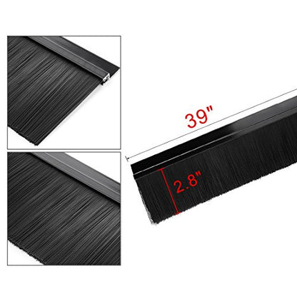uxcell Door Bottom Sweep H-Shape Aluminum Alloy Base with 2.8-inch Black Nylon Brush 39-inch x 3.6-inch - color: Black, size: 39.37" x 2.8"