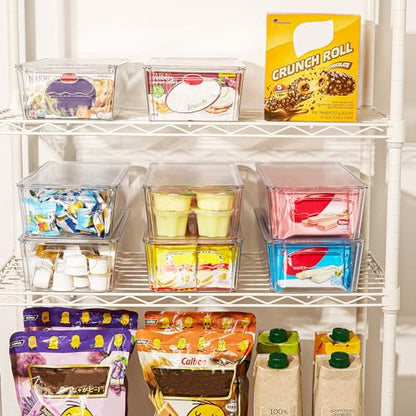 Vtopmart 4pcs Clear Stackable Storage Bins with Lids - size: With Lid