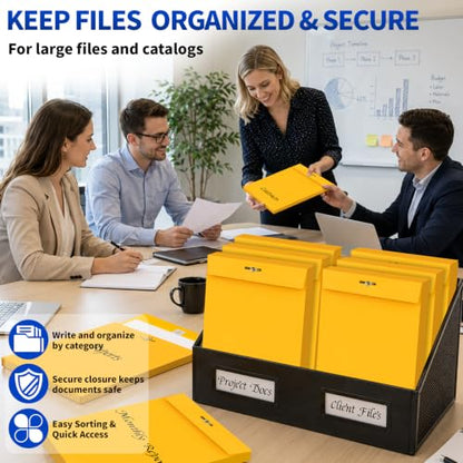 40 Pack 10x13 In Expanding Manila Envelopes with Reusable Clasp and Gummed Seal 180 GSM Heavyweight Large Yellow Envelope Folders 1.2'' Expansion for Home Office Business Mailing Storage Organizing - size: 40pcs-10x13in