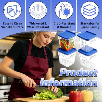 4 Pack 4QT Commercial Clear Food Storage Containers with Lid, NSF - color: Blue, size: 4Qt-4 Pack