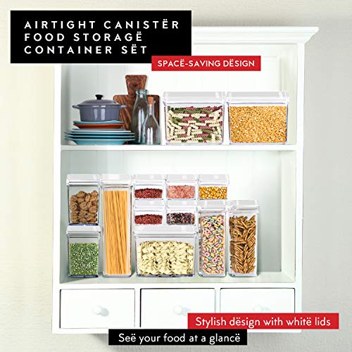 DWËLLZA KITCHEN Airtight Food Storage Containers with White Lids 2L - 4 Pc Clear Plastic Pantry Snacks Kitchen Container, Baking Supplies, 4LB Sugar & Flour Canister BPA-Free - color: 06 - 2 Liters (Set of 4)