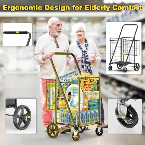4.5 Cu Ft Folding Shopping Cart with 360° Braked Swivel Wheels