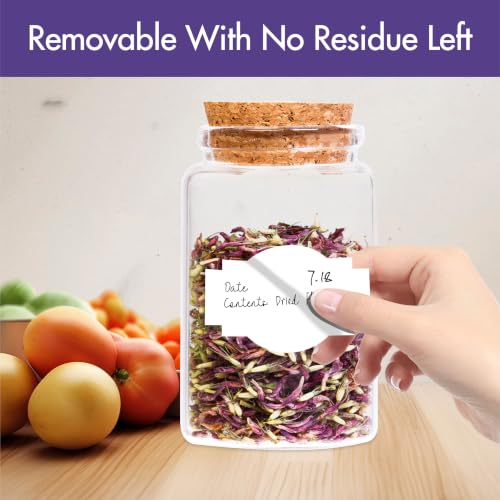 Removable Blank Sticker 6-Shape Labels, 600 PCS, 2 Rolls - color: White（water/Oil）, size: 1.2” x 2”