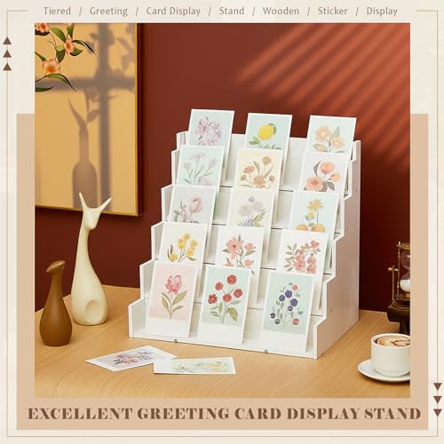 Yuntau 5 Tier Greeting Card Display Stand, White - color: White, size: 5 Tier