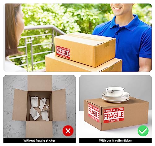 4 x 6 Inch Fragile Stickers Handle with Care 500 Permanent Adhesive Fragile Stickers for Shipping Moving Glass Fragile Labels (1 Roll, 500 Labels) - size: 4" x 6", style: 1 Roll - 500 PCS