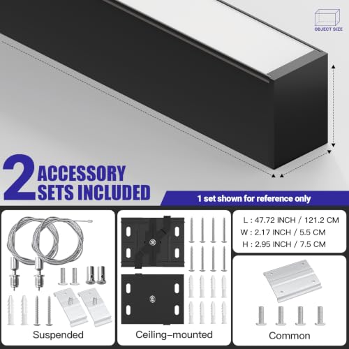 JTT 4FT LED Linear Light Fixture, 30W/40W/50W 3CCT 3/4/5000K CCT - 2Pack - size: 4FT(2 Pack)