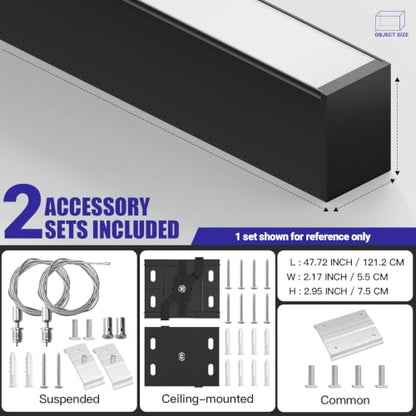 JTT 4FT LED Linear Light Fixture, 30W/40W/50W 3CCT 3/4/5000K CCT - 2Pack - size: 4FT(2 Pack)