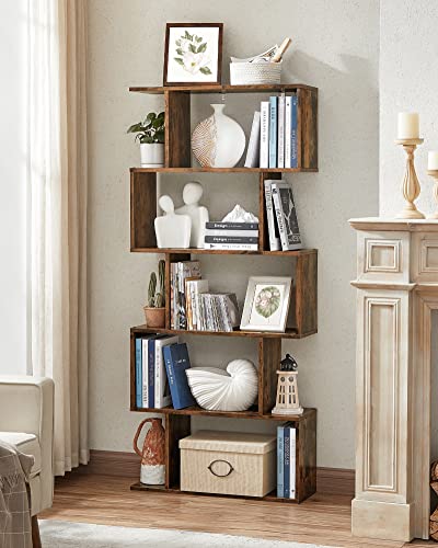 VASAGLE 5-Tier Bookcase, Open Storage, 27.6 x 9.4 x 62.6 Inches - color: Rustic Brown, style: 5-Tier (27.6"W)