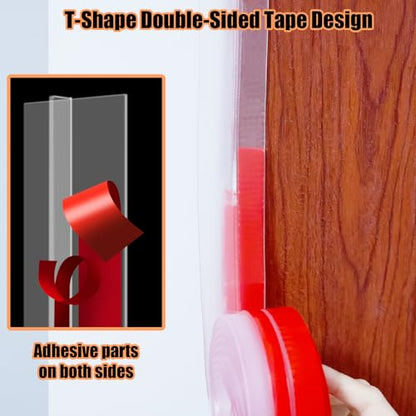 Orghtin 40Ft T-Shaped Silicone Seal Strip, Clear Sealer Weather Stripping - size: 40FT x 1.37IN