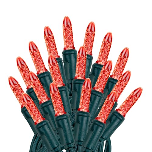 Novelty Lights 25FT 50 LED M5 Red Christmas Tree Lights, Tree Lights - color: Red