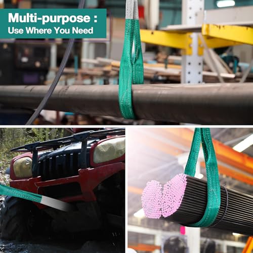 Lift Sling Straps, 2" x 8' Heavy Duty Flat Eye Lift Sling - color: Green, size: 2" x 8'