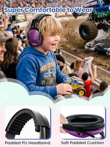 Dr.meter Ear Muffs for Noise Reduction, Kids Ear Protection Earmuffs Purple - color: Crimson Purple