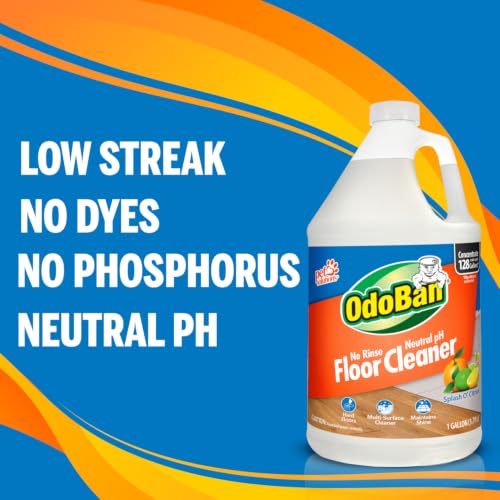 OdoBan Pet Solutions No Rinse Neutral pH Floor Cleaner Concentrate, Made in the USA, Splash O' Citrus Scent, 4 Gallons - size: 128 Fl Oz (Pack of 4)