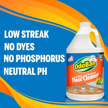 OdoBan Pet Solutions No Rinse Neutral pH Floor Cleaner Concentrate, Made in the USA, Splash O' Citrus Scent, 1 Gallon - size: 128 Fl Oz (Pack of 1)