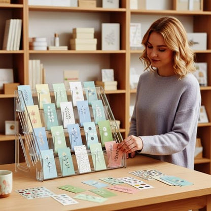 Sticker Display Stand, 4-Tier Acrylic Bookmark Holder Organizer - size: 4 Tier 20 Pockets