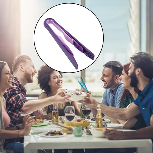 3 Sizes Toaster Tongs, Plastic Tongs Kitchen Tongs Set Bread Clip Anti Slip Food Tongs Heat Resistant Kitchen Baking Tools Space Saving Gifts for Grabbing Food Salad BBQ Vegetable Home Restaurant - color: Purple