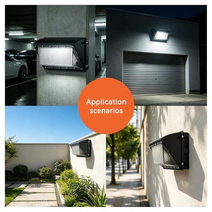 OKQ 120W LED Wall Pack Light with Dusk-to-Dawn Sensor, 18000LM 5000K LED Security Flood Lighting, 120V Outdoor LED Wall Lights for Warehouse|Building|Yard|Factory|Garage|Parking Lots-2pack - size: 5000K 120W 2PACK