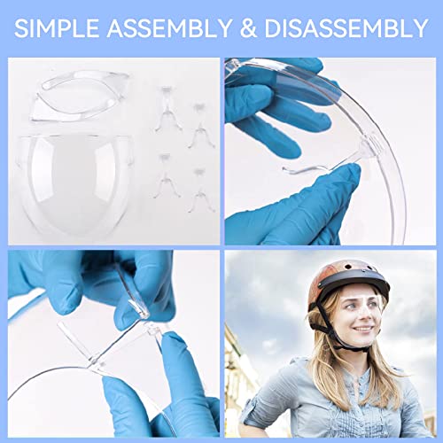 Face Shield with Glasses 4 Pack, Anti -Fog Clear Face Mask Full Face Protection Splash Guard Reusable Breathable See Through Goggles Plastic Working Face Shields Nail Art Tools for Nail Artists - style: 4 Pack