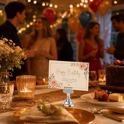 ERYTLLY 36 PK Place Card Holders 1.7 inches Table Card Holder Steel Card Holders for Weddings,Birthdays,Photos, Memo Notes, Restaurants (Silver 36PK) - color: Silver 36PK