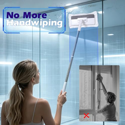 Masthome Snap Grip Mop,51" Hands Free Flat Mop with Stainless Steel Handle - color: White-large-mini Lazy Mop