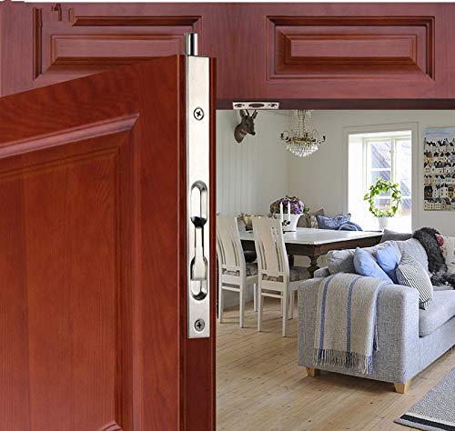 TOGU 10" Solid Stainless Steel Lever Action Flush Bolt, Concealed Security Lock For Composite, Wood, Double & Dummy Doors, Brush Stainless Steel Finish