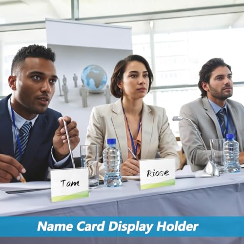 48 Pcs Small Acrylic Sign Holder 3.5"x2.4", Mini Acrylic Food Sign Labels for Party Buffet, Retail Price Display Holder, Clear Plastic Table Counter Top Stand for Place Cards, Name Card, Wedding Signs