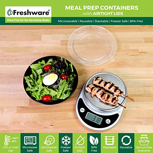 Freshware Meal Prep Containers with lids [150 Pack] Food Storage Containers, Bento Box, BPA-Free, Stackable, Microwave, Dishwasher, Freezer Safe, 32 Oz, Black - size: 28OZ-150PK