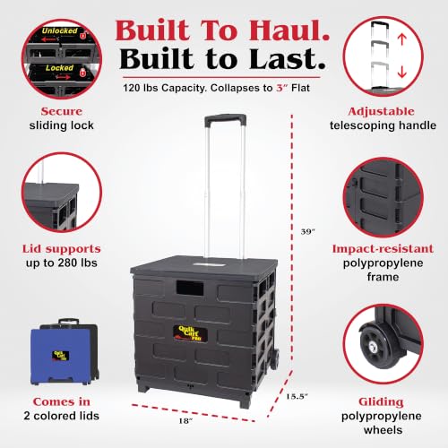dbest Products Quik Cart Pro Collapsible Rolling Crate on Wheels - Black - color: Black, style: Pro