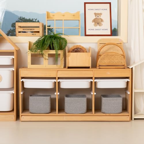 OIAHOMY 3 PACK Cube Storage Bins Storage Baskets Shelf Bins Grey - color: Grey