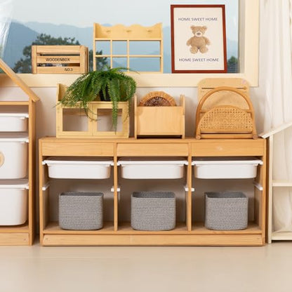 OIAHOMY 3 PACK Cube Storage Bins Storage Baskets Shelf Bins Grey - color: Grey