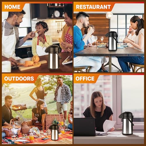 Coffee Carafe for Keeping Hot - 64oz/2L Airpot Coffee Dispenser with Pump