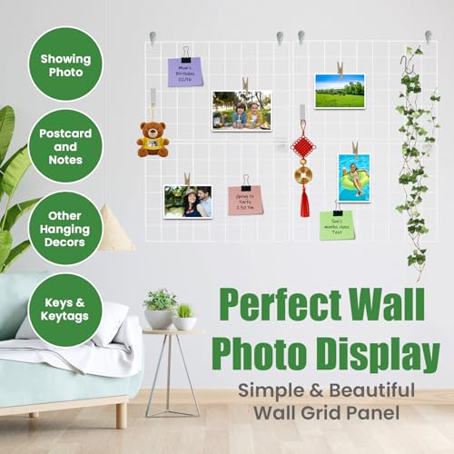 CIKLCIX Wire Wall Grid Panel Set of 2, Photo Display Board & Memo Board - color: White, size: 2 Pack