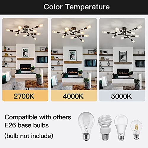 ZGLAOJT Black Semi Flush Mount Ceiling Light Fixture，9 Light Modern Metal Chandelier，Ceiling Light for Kitchen Farmhouse Island Dining Room Bedroom - color: Black, size: 9-Light