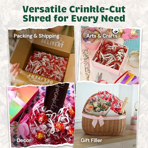 40LB Candy Cane Crinkle Cut Paper Shred USA Made - color: Candy Cane, size: 40 LB
