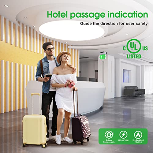 Green Led Edge Lit Exit Sign UL Listed, Brushed Aluminum Housing Double-Sides Mirrored Acrylic Emergency Exit Signs with Battery Backup, AC 120-347V Hardwired Exit Lights, Top/Side/Wall Mount (2 Pack) - color: Double Sided Green, size: 2 Pack